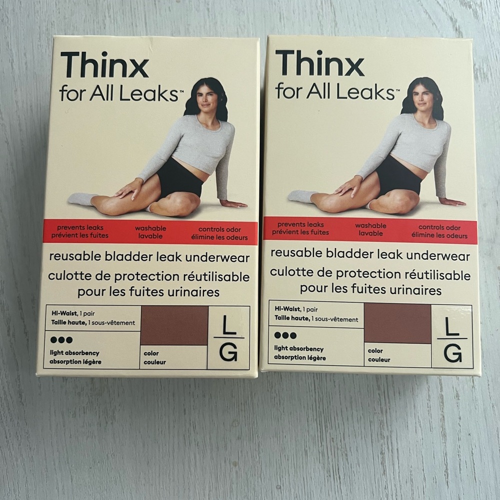 2 Thinx for All Leaks Hi Waist Incontinence Underwear Reusable Desert Rose L/G